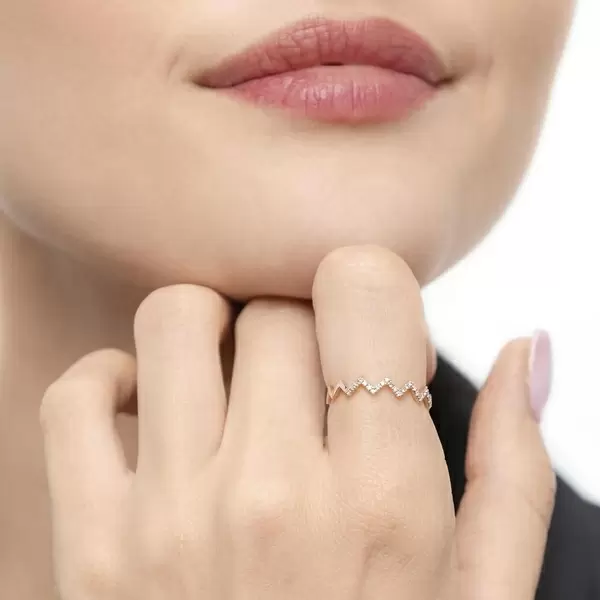 Leaf Jewelry Ring Flash Mit Diamanten, 18 K Rosegold