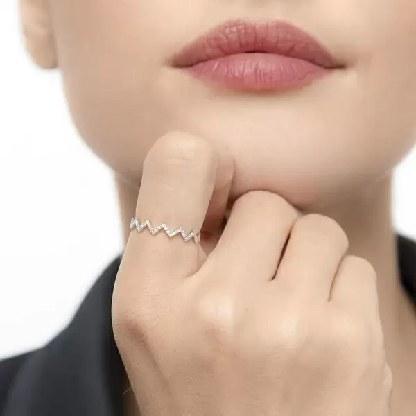 Leaf Jewelry Ring Flash Mit Diamanten, 18 K Weißgold