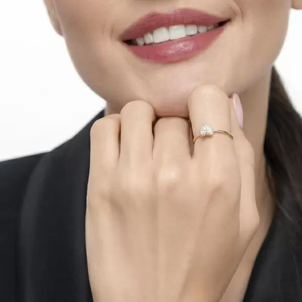 Leaf Jewelry Ring Herz Full Mit Diamanten, 18 K Gelbgold