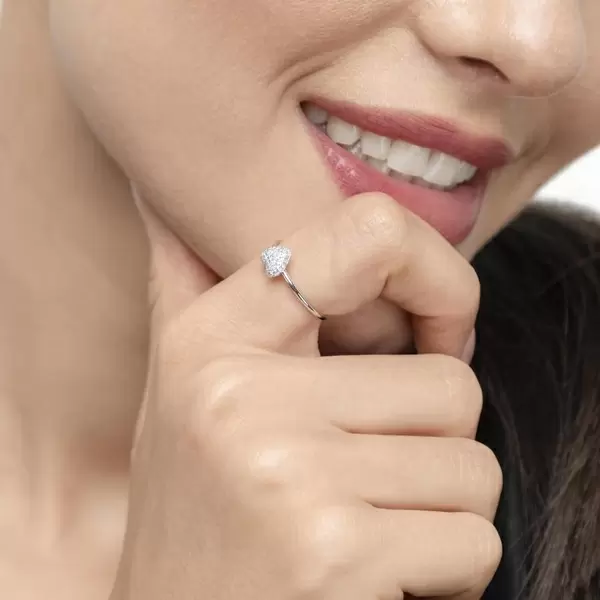 Leaf Jewelry Ring Herz Full Mit Diamanten, 18 K Weissgold