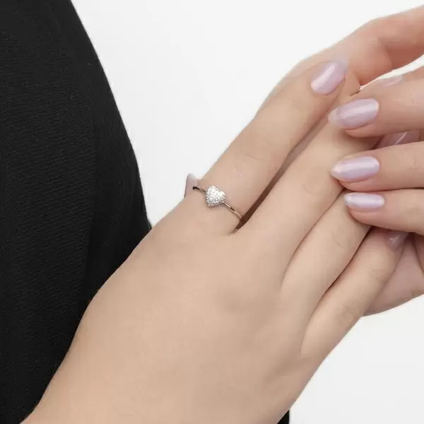 Leaf Jewelry Ring Herz Full Mit Diamanten, 18 K Weissgold