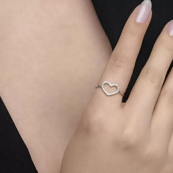 Leaf Jewelry Ring Herz Mit Diamanten, 18 K Weißgold