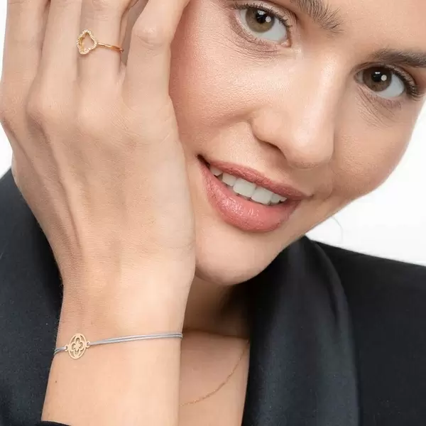 Leaf Jewelry Ring Kleeblatt Mit Diamanten, 18 K Gelbgold