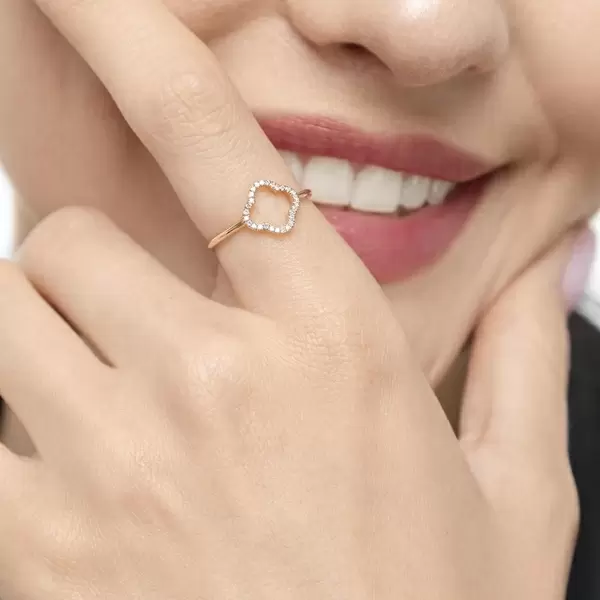 Leaf Jewelry Ring Kleeblatt Mit Diamanten, 18 K Rosegold