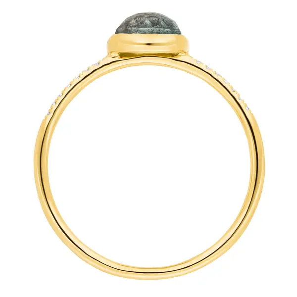 Leaf Jewelry Ring Labradorit Mit Diamanten, 14K Gelbgold