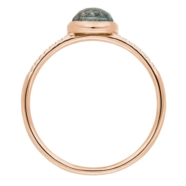 Leaf Jewelry Ring Labradorit Mit Diamanten, 14K Rosegold