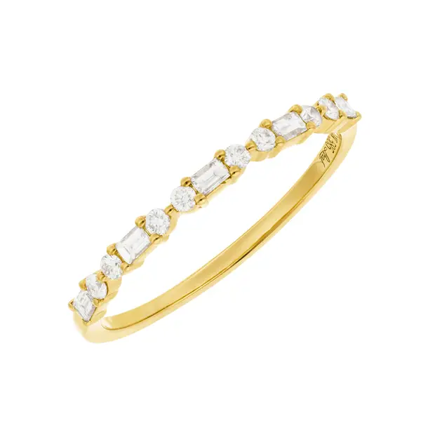 Leaf Jewelry Ring mit Baguette Diamanten, 14K Gelbgold
