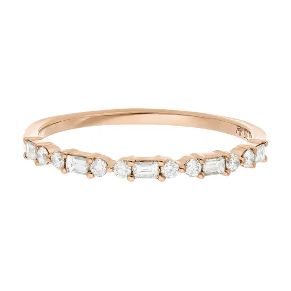 Leaf Jewelry Ring Mit Baguette Diamanten, 14K Rosegold