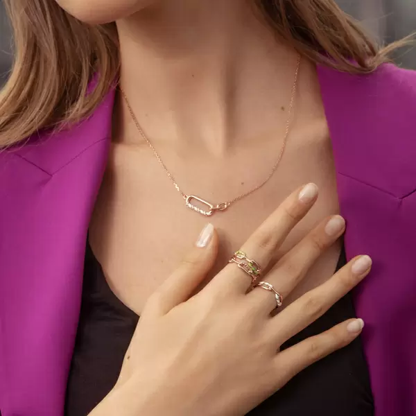 Leaf Jewelry Ring Neon Twist, 18 K Rosegold Vergoldet, Weiss, Gr.54