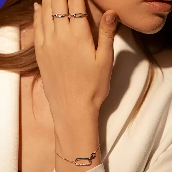 Leaf Jewelry Ring Neon Twist, 925 Sterlingsilber, Pink, Gr.54