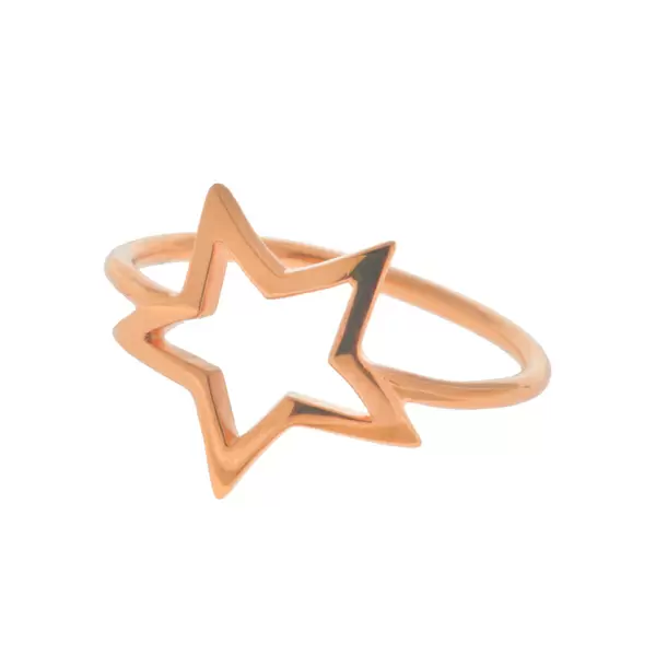 Leaf Jewelry Ring ONE STAR, 18 K Rosegold vergoldet, Gr.56