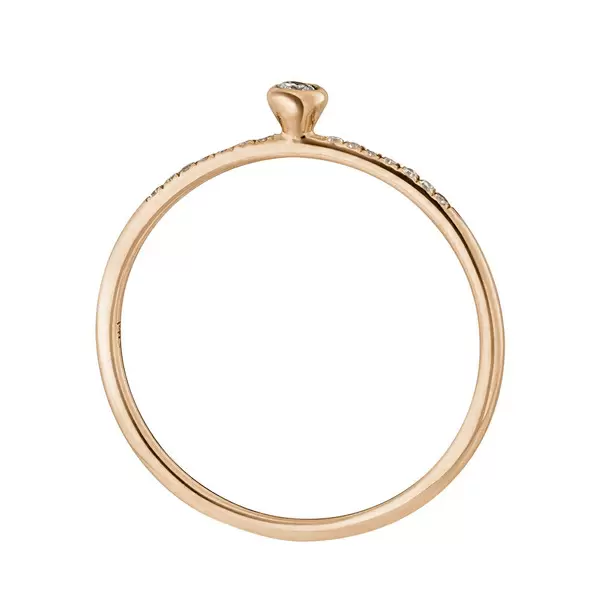 Leaf Jewelry Ring Petite, White Diamond, 14 K Rosegold