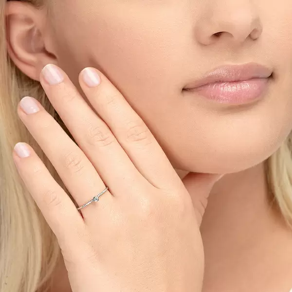 Leaf Jewelry Ring Petite, White Diamond, 14 K Weißgold