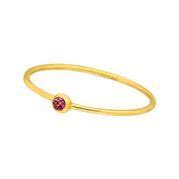 Leaf Jewelry Ring Solitaire, Ruby, 18 K Gelbgold vergoldet, Gr.50