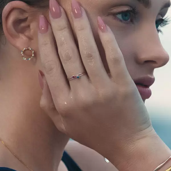 Leaf Jewelry Ring Solitaire, Ruby, 925 Sterlingsilber