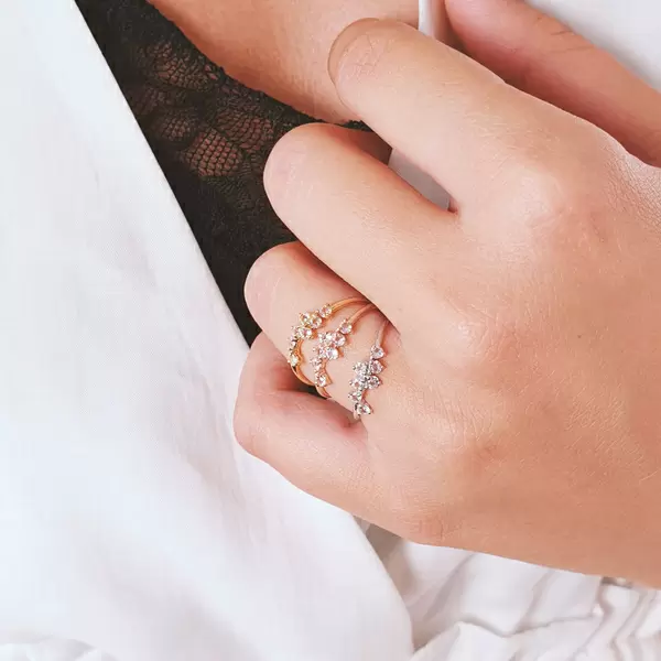 Leaf Jewelry Ring Sweet Gems II Bergkristall, 18 K Gelbgold Vergoldet, Gr.56