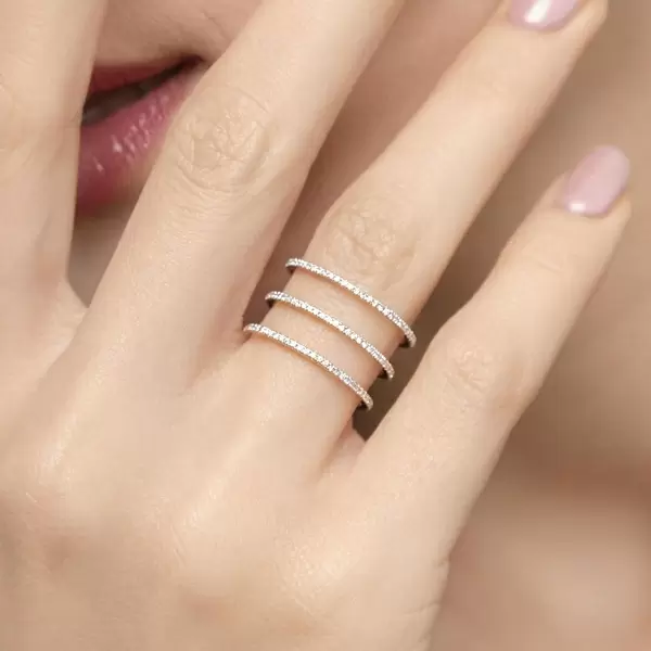 Leaf Jewelry Ring Triple Mit Diamanten, 18 K Rosegold, Größe 46