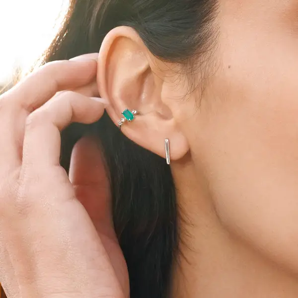 Leaf Jewelry Silber Earcuff Gorgeous Gems, Grüner Achat, Rosegold