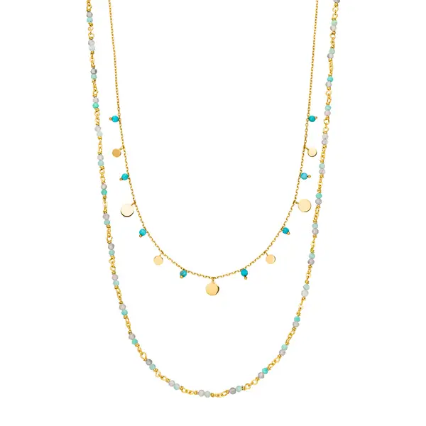 Leaf Jewelry Silber Necklace Set "Ocean Dream", Gelbgold
