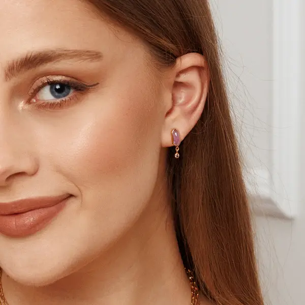 Leaf Jewelry Silber Ohrstecker CUBE, Grüner Achat, Rosegold