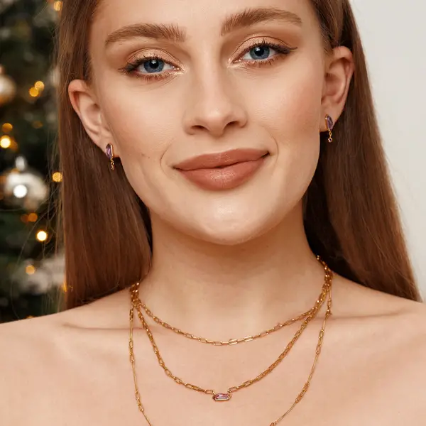 Leaf Jewelry Silber Ohrstecker CUBE, Grüner Achat, Rosegold