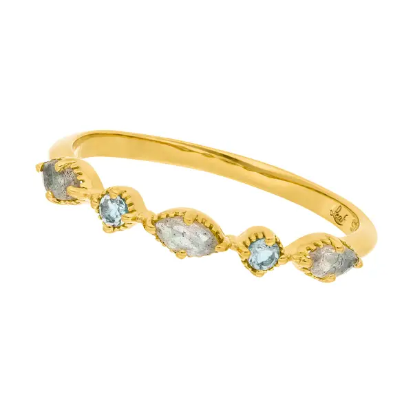 Leaf Jewelry Silber Ring, Oval Gems, Labradorit, Gelbgold