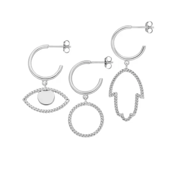 Leaf Jewelry Single Creole Circle Twist, 925 Sterlingsilber