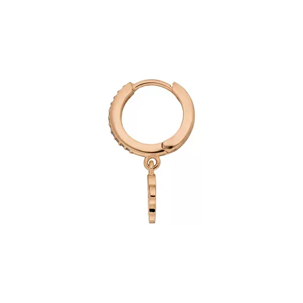 Leaf Jewelry Single Creole CLOVER/Zirkonia, 18 K Rosegold Vergoldet