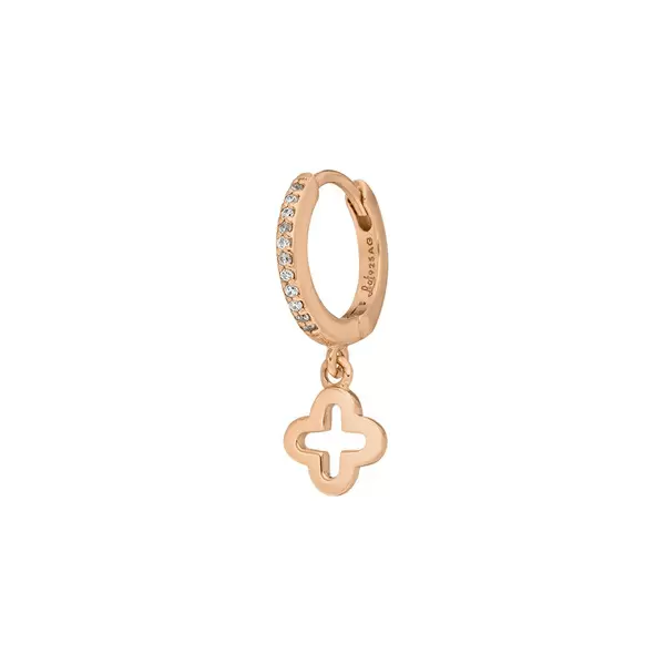 Leaf Jewelry Single Creole CLOVER/Zirkonia, 18 K Rosegold vergoldet