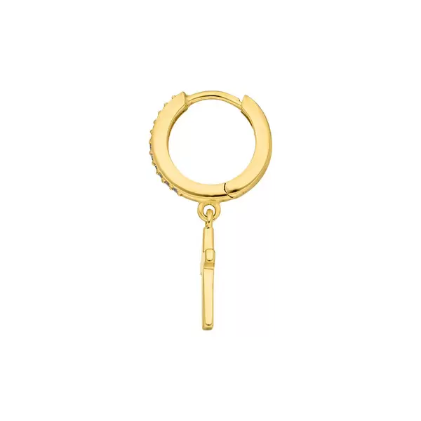 Leaf Jewelry Single Creole CROSS/Zirkonia, 18 K Gelbgold Vergoldet