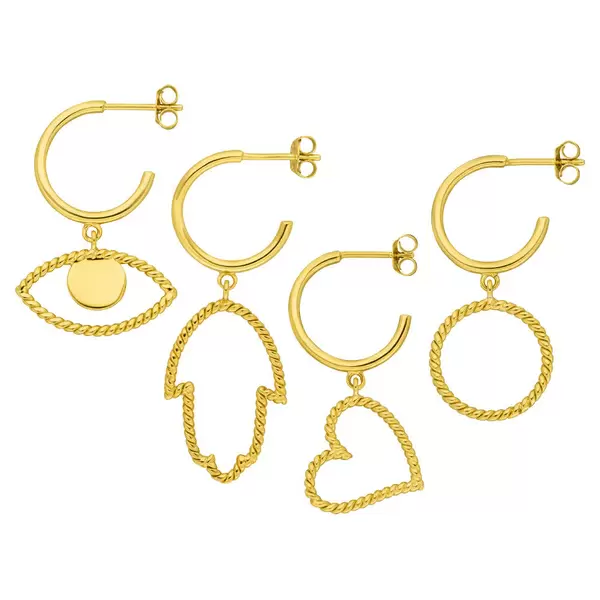 Leaf Jewelry Single Creole Evil Eye Twist, 18 K Gelbgold Vergoldet