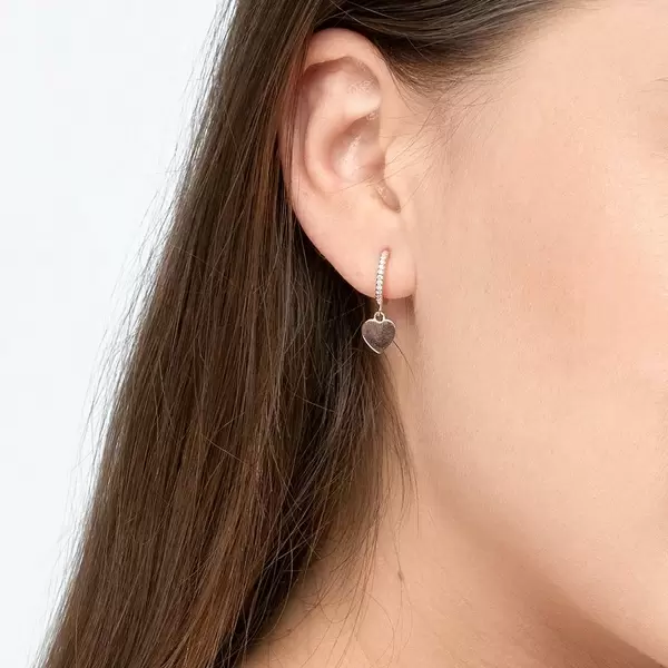 Leaf Jewelry Single Creole HEART/Zirkonia, 18 K Rosegold Vergoldet