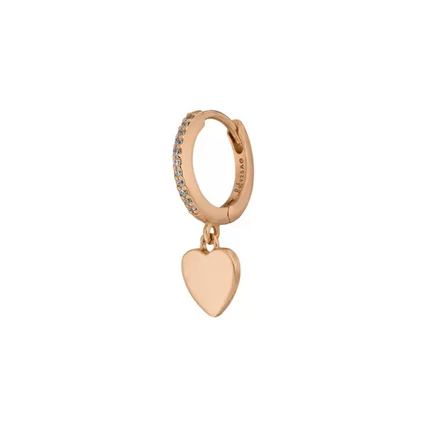 Leaf Jewelry Single Creole HEART/Zirkonia, 18 K Rosegold vergoldet