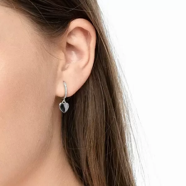 Leaf Jewelry Single Creole HEART/Zirkonia, 925 Sterlingsilber