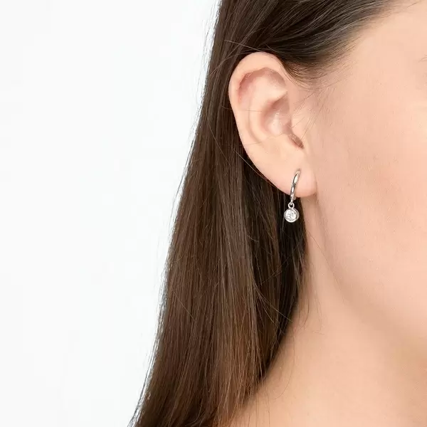 Leaf Jewelry Single Creole HEART/Zirkonia, 925 Sterlingsilber