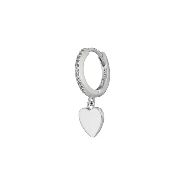 Leaf Jewelry Single Creole HEART/Zirkonia, 925 Sterlingsilber