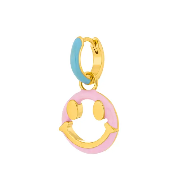 Leaf Jewelry Single Creole "Joy" EMOJI, 18 K Gelbgold Vergoldet