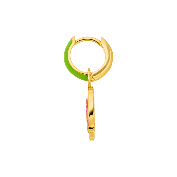 Leaf Jewelry Single Creole "LOL" EMOJI, 18 K Gelbgold Vergoldet