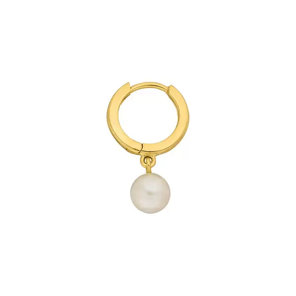 Leaf Jewelry Single Creole PEARL, 18 K Gelbgold Vergoldet