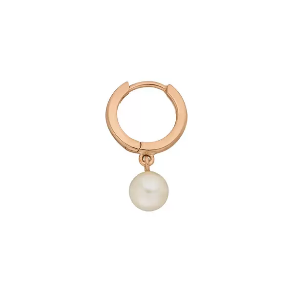 Leaf Jewelry Single Creole PEARL, 18 K Rosegold Vergoldet