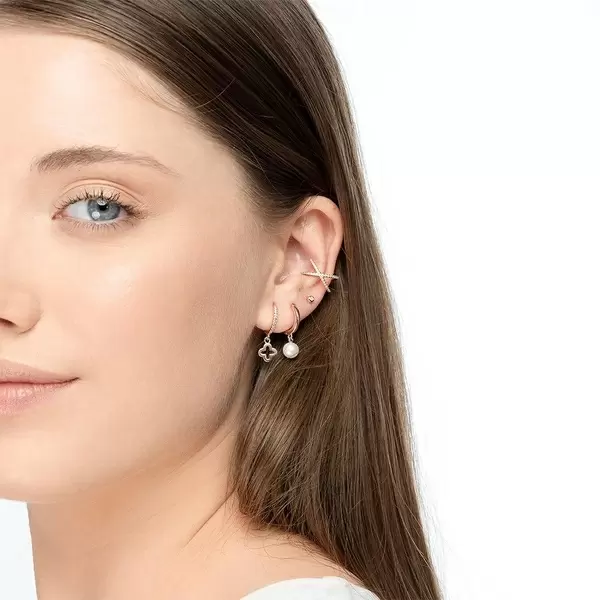 Leaf Jewelry Single Creole PEARL, 18 K Rosegold Vergoldet