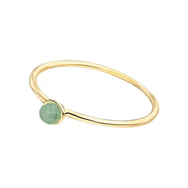 Leaf Jewelry Stacking Ring, Aqua Calzedon, 3mm, 18 K Gelbgold vergoldet