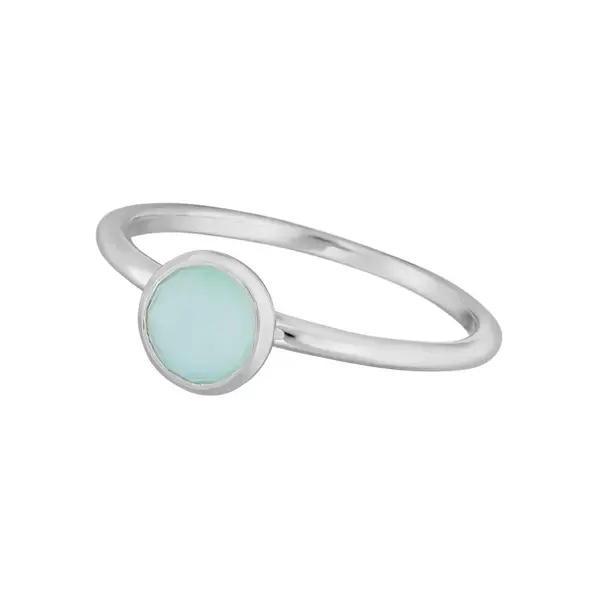 Leaf Jewelry Stacking Ring, Aqua Chalzedon, 6mm, 925 Sterlingsilber, Gr.52
