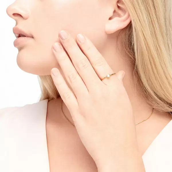 Leaf Jewelry Stacking Ring, Perle, 3mm, 18 K Roségold Vergoldet