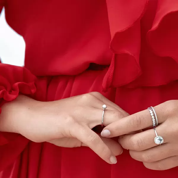 Leaf Jewelry Stacking Ring, Perle, 3mm, 925 Sterlingsilber