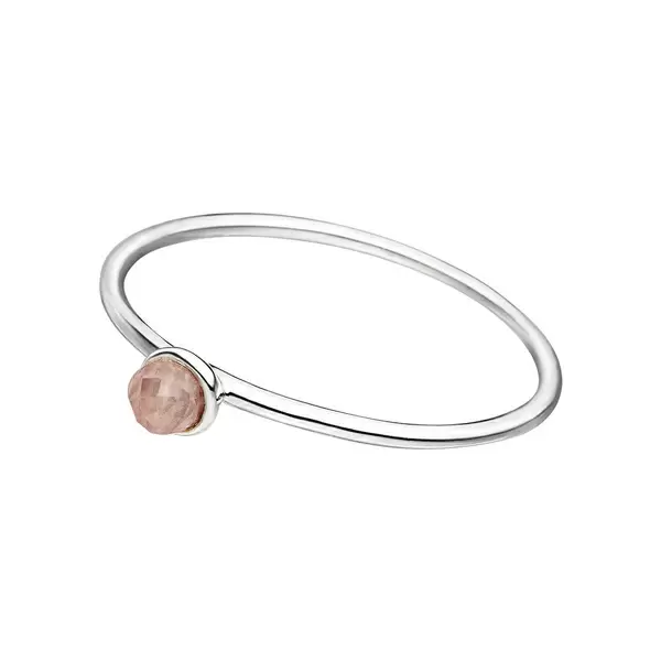 Leaf Jewelry Stacking Ring, Rosenquarz, 3mm, 925 Sterlingsilber