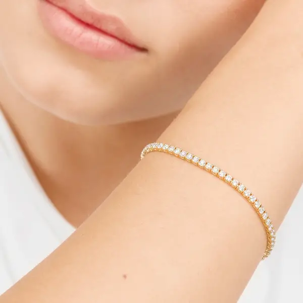 Leaf Jewelry Tennisarmband Mit Diamanten, Gelbgold, 3.42ct, 17.0cm