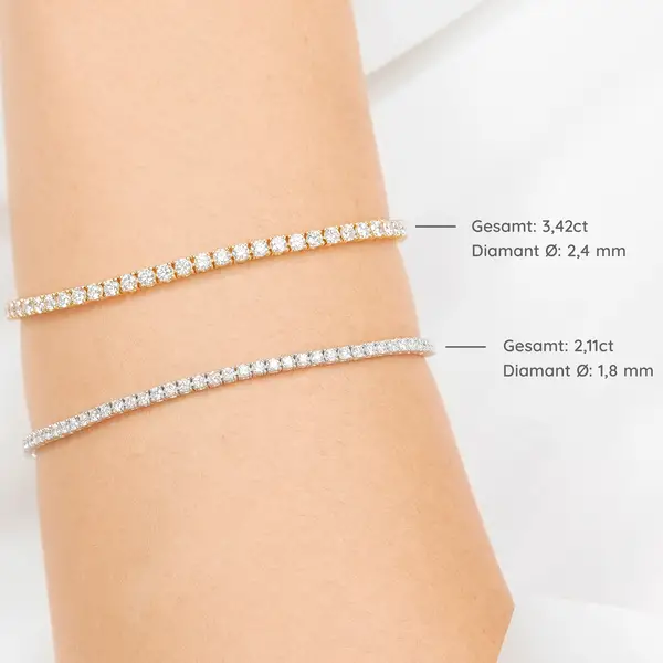 Leaf Jewelry Tennisarmband Mit Diamanten, Gelbgold, 3.42ct, 17.0cm