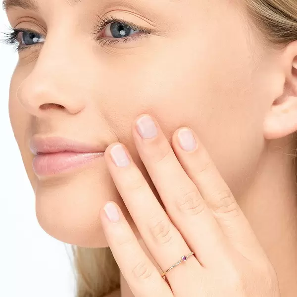 Leaf Jewelry Verlobungsring Petite, Ruby, 14 K Rosegold