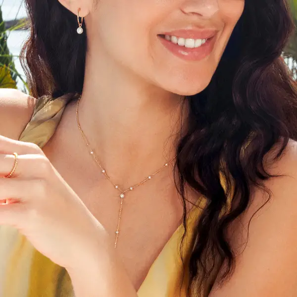 Leaf Jewelry Y-Halskette Flying Pearls, 18 K Gelbgold Vergoldet